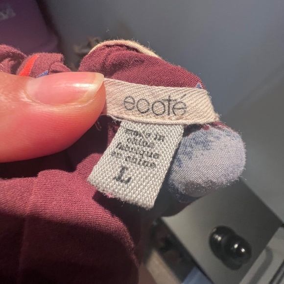 Ecote Floral Wrap Dress - Burgundy and White - Picture 6 of 7